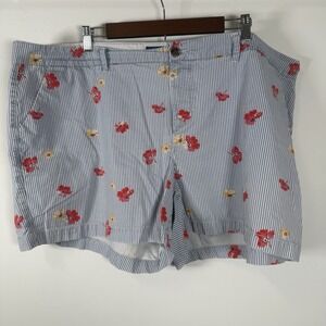 Old Navy Women's Short Everyday Short Blue Stripe Floral Size 22 Plus Size